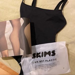 SKIMS Body Basics Square Neck Bodysuit in ONYX